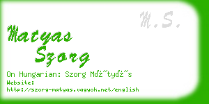 matyas szorg business card